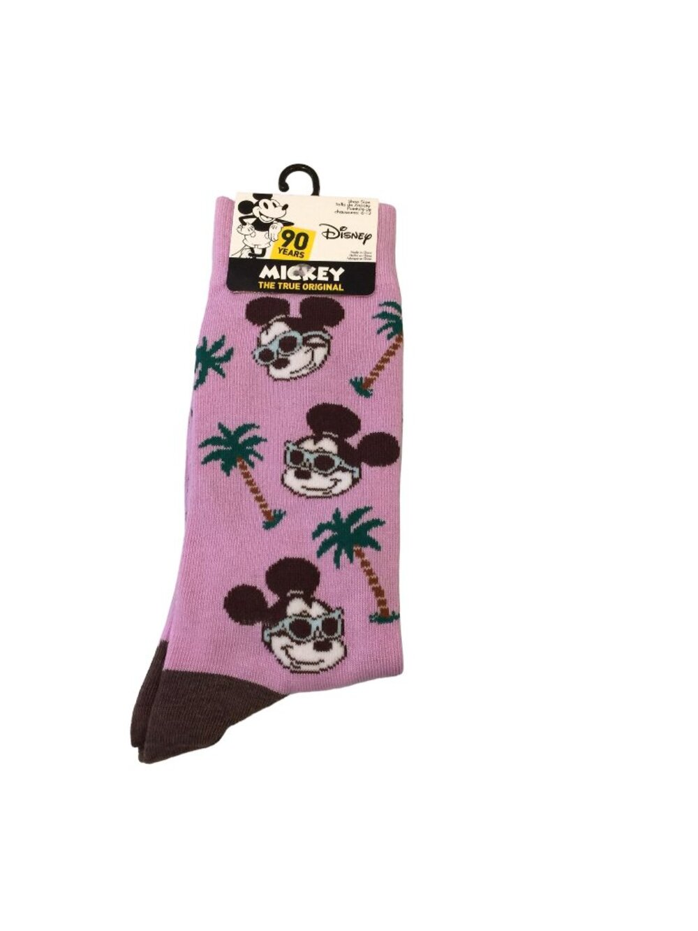 Disney Mickey Mouse Lilac Tropical MICKEY Men's Crew Socks Size 6-12